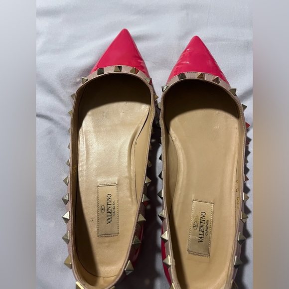 Valentino Garavani Rockstud Pointed Toe Flats EU 39.5 Red Patent - Picture 2 of 16
